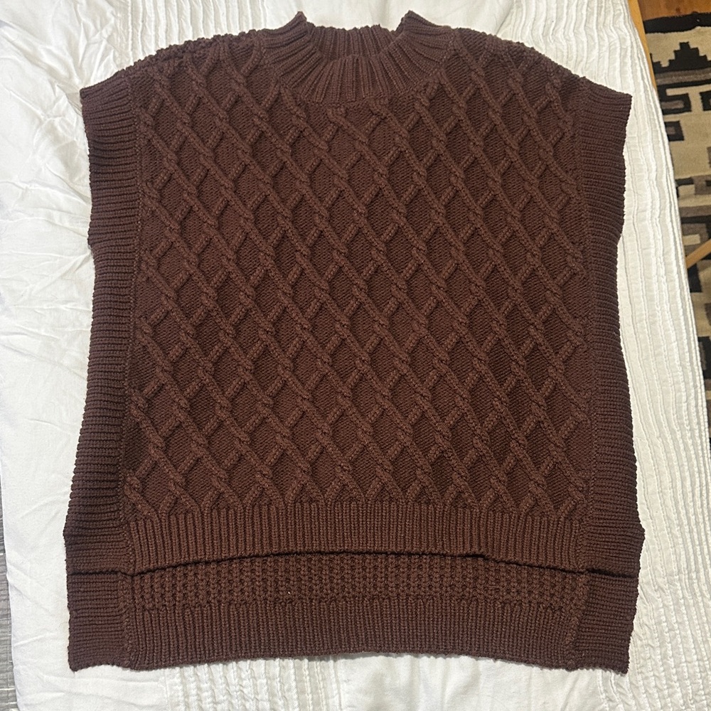 Dear John Brown Cable Knit Turtleneck Sweater Vest